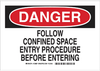 Confined Space Sign - 123610 - Brady Corporation