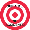 Brady B-946 Black / Red on White Circle Vinyl Hard Hat Label - Printed Text = OUR AIM. NO ACCIDENTS - 42257 - 754476-42257 - R. S. Hughes Company, Inc.