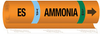 Brady B-689 Orange/Black/Blue/Green Polyester Pipe Marker - 10 in Width - 14 in Length - Printed Msg = ES VAP AMMONIA LOW with Right Arrow - 145773 - 754473-54565 - R. S. Hughes Company, Inc.