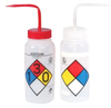 16 oz. 4 - Color Safety - Vented & Labeled Wide Mouth Wash Bottle - 80151 - U.S. Plastic Corporation
