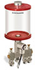 Red Color Key, Clear View Multiple Feed Electro Lubricator, 1 qt Pyrex Reservoir, 3 Feeds, 1/8