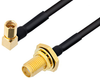 SMA Female Bulkhead to SSMC Plug Right Angle Cable 24 Inch Length Using PE-SR405FLJ Coax - PE3C4486-24 - Pasternack