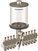 Clear View Multiple Feed Electro Lubricator, 1 qt Acrylic Reservoir, 9 Feeds, 1/8