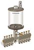 Levelux Clear View Multiple Feed Manual Lubricator, 1 qt Pyrex Reservoir, 9 Feeds, 1/8