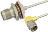 SMA Male Right Angle to TNC Female Bulkhead Semi-Flexible Precision Cable 12 Inch Length Using PE-SR405FL Coax , LF Solder - PE39476-12 - Pasternack