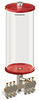 Red Color Key, Clear View Multiple Feed Manual Lubricator, 1 gal Acrylic Reservoir, 6 Feeds, 1/8
