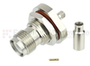 RP TNC Female (Jack) Bulkhead Connector For RG316, RG174, LMR-100 Cable IP67 Rated, Crimp/Solder, Nickel Plated Brass Body, Length 1.36 In -- SC9704 - Image