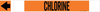 Brady B-681, B-883 Black on Orange Polyester Strap-On Pipe Marker - 3 1/2 in Character Height - Printed Msg = CHLORINE with Left Arrow - 5809-HPHV - 754473-67011 - R. S. Hughes Company, Inc.