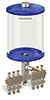 Blue Color Key, Clear View Multiple Feed Manual Lubricator, 1/2 gal Pyrex Reservoir, 6 Feeds, 1/4” OD Tube Outlets - B5163-064PB061BW - Oil-Rite Corp.
