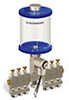 Blue Color Key, Clear View Multiple Feed Electro Lubricator, 1 pt Acrylic Reservoir, 6 Feeds, 1/8