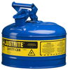 Justrite Blue Steel 2 1/2 gal Safety Can - 11 1/2 in Height - 11 3/4 in Overall Diameter - 697841-14014 - 697841-14014 - R. S. Hughes Company, Inc.