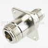 N Female (Jack) to TNC Female (Jack) 4 Hole Flange Adapter, Nickel Plated Brass Body, 1.35 VSWR -- SM4146 - Image