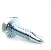 #14 x 1" Hex Washer Head Self Drilling Screw, (Tek 3), Serrated, Type AB, 7/16" Across Flats, Zinc -- SD3RHW014010ABZ - Image