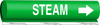 Brady B-689 White on Green Polyester Wrap-Around Pipe Marker - 1 1/4 in Character Height - Printed Msg = STEAM with Right Arrow - 5851-II - 754473-67959 - R. S. Hughes Company, Inc.