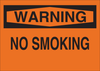 Brady B-120 Fiberglass Reinforced Polyester Rectangle Orange Smoking Not Permitted Sign - 14 in Width x 10 in Height - TEXT: NO SMOKING WARNING - 69599 - 754476-69599 - R. S. Hughes Company, Inc.