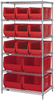 Open Wire Shelving, 6Shelves, 13Bin, Red; Shelving Unit Type Quantum Storage - 44AC8233 - Newark, An Avnet Company