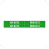 Brady B-946 White on Green Vinyl Self-Adhesive Pipe Marker - 1 1/8 in Height - 3/4 in Character Height - 7 in Length - Printed Msg = RAIN WATER - 7229-4 - 754476-79860 - R. S. Hughes Company, Inc.