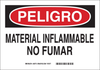 Brady B-401 Polystyrene Rectangle White Chemical, Biohazard, Hazardous & Flammable Material Sign - 10 in Width x 7 in Height - Language Spanish - TEXT: PELIGRO MATERIAL INFLAMABLE NO FUMAR - 38773 - 754473-38773 - R. S. Hughes Company, Inc.