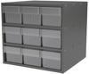 Akro-Mils Akrodrawers 60 lb Charcoal Gray Powder Coated, Textured Stackable Super Modular Cabinet - 17 in Overall Length - 18 in Width - 16 1/2 in Height - 9 Drawer - Non-Lockable - AD1817C68 CLEAR - AD1817C68 CLEAR - R. S. Hughes Company, Inc.