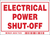 Brady B-302 Red on White Polyester Machine & Equipment Safety Label - 5 in Width - 3 1/2 in Height - Printed Text = ELECTRICAL POWER SHUT-OFF - 86199 -- 754476-86199