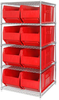 Open Wire Shelving, 5Shelves, 8Bins, Red; Shelving Unit Type Quantum Storage - 44AC8179 - Newark, An Avnet Company