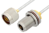 N Male to N Female Bulkhead Cable 36 Inch Length Using PE-SR402FL Coax, RoHS - PE3488LF-36 - Pasternack