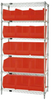 Open Wire Shelving, 6Shelves, 15Bin, Red; Shelving Unit Type Quantum Storage - 44AC8197 - Newark, An Avnet Company