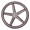 Cast Iron Dished Hand Wheel Without Handle: 15.00 in Diameter, 5 Spokes, Blank -- BOW-15 - Image