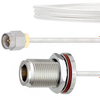 SMA Male to N Female Bulkhead Cable FM-SR086TB Coax in 18 Inch with LF Solder - FMCA2129-18 - Fairview Microwave Inc.