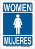 Brady B-302 Polyester Rectangle Blue Restroom Sign - 7 in Width x 10 in Height - Laminated - Language English / Spanish - TEXT: WOMEN / MUJERES - 125513 - 754473-73162 - R. S. Hughes Company, Inc.