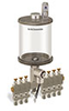 Levelux Clear View Multiple Feed Electro Lubricator, 1 qt Pyrex Reservoir, 7 Feeds, 1/4” OD Tube Outlets, 120V/60Hz - B5177-032PB0712061W - Oil-Rite Corp.