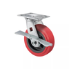 Swivel Plate Caster; Swivel, Wheel Material=Polyurethane, Maroon;Gray -- 1318686 - Image