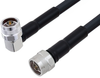 N Male Right Angle to N Male Cable 24 Inch Length Using LMR-400 Coax with Double HeatShrink - PE3W06371/SP-24 - Pasternack