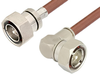 7/16 DIN Male to 7/16 DIN Male Right Angle Cable 12 Inch Length Using RG393 Coax - PE36657-12 - Pasternack