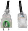 Hospital-Grade Power Cord, NEMA 5-15P to C13 - Green Dot, 13A, 125V, 16 AWG, 6 ft., Clear Plugs -- P006-006-HG13CL - Image