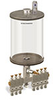 Levelux Clear View Multiple Feed Manual Lubricator, 1/2 gal Acrylic Reservoir, 7 Feeds, 1/4” OD Tube Outlets - B5178-064AB071W - Oil-Rite Corp.