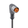 M12 Standard Sensor/Actuator Single-Ended Cordset: Female, angled, 4-pin, A-coded, translucent body, 230 V AC/DC, 4 A; PVC black cable, 3-wires, 0.34 mm² - RKWT 4-3-MF06 - Belden Inc.