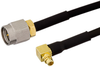SMA Male to MMCX Plug Right Angle Semi-Flexible Cable 12 Inch Length Using PE-SR405FLJ Coax with HeatShrink, RoHS - PE39564-12 - Pasternack