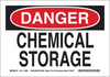 Brady B-563 High Density Polypropylene Rectangle White Chemical, Biohazard, Hazardous & Flammable Material Sign - 10 in Width x 7 in Height - TEXT: DANGER CHEMICAL STORAGE - 116148 - 754473-18791 - R. S. Hughes Company, Inc.