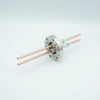 RF Power Feedthrough, 8000 Volts, 10 KW @ 450 KHz, 2 Tubes, 0.25″ Copper Conductors, 2.75″ Conflat Flange - A0559-1-CF - MPF Products, INC.