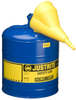 Justrite Blue Steel 5 gal Safety Can - 16 7/8 in Height - 11 3/4 in Overall Diameter - 697841-14037 -- 697841-14037