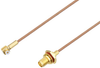 Snap-On MMBX Plug Right Angle to Reverse Polarity SMA Female Bulkhead Cable 24 Inch Length Using RG178 Coax - PE3C3992-24 - Pasternack