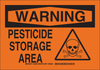 Brady B-401 Polystyrene Rectangle Orange Pesticide Use, Spraying & Storage Sign - 14 in Width x 10 in Height - TEXT: WARNING PESTICIDE STORAGE AREA - 126598 -- 754473-74788