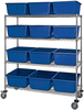 Cart, Wire Shelving, 4Shelves, 14Bin/blu; No. Of Bins Quantum Storage - 44AC5767 - Newark, An Avnet Company