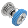 Captive Screw, M3 X 0.5 Thread, Press-in, Phillips Recess, Knurled Blue Knob -- 52-A31-51-4-008 - Image