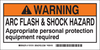 Brady B-302 Black / Orange on White Rectangle Polyester Arc Flash Label - 4 in Width - 2 in Height - Printed Text = WARNING ARC FLASH & SHOCK HAZARD APPROPRIATE PERSONAL PROTECTION EQUIPMENT REQUIRED - 754476-00897 - R. S. Hughes Company, Inc.