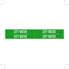 Brady B-946 White on Green Vinyl Self-Adhesive Pipe Marker - 1 1/8 in Height - 3/4 in Character Height - 7 in Length - Printed Msg = CITY WATER - 7054-4 - 754476-92067 - R. S. Hughes Company, Inc.