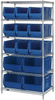 Open Wire Shelving, 6Shelves, 13Bin, Blu; Shelving Unit Type Quantum Storage - 44AC8232 - Newark, An Avnet Company
