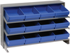 Sloped Bench Rack, 3Shelves, 12Bins, Blu; Shelving Unit Type Quantum Storage - 44AC6473 - Newark, An Avnet Company