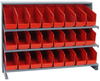 Sloped Bench Rack, 3Shelves, 24Bins, Red; Shelving Unit Type Quantum Storage - 44AC6450 - Newark, An Avnet Company
